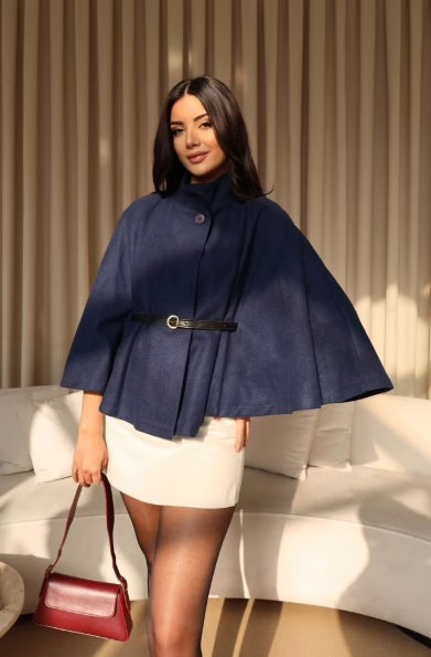 Belted cashmere poncho