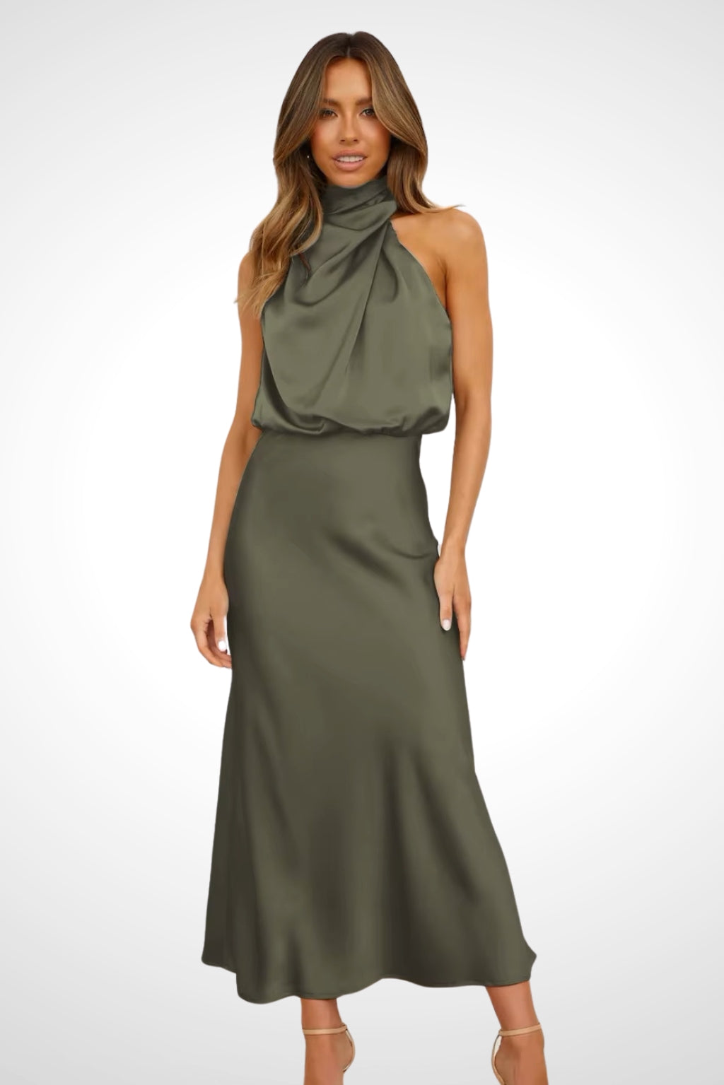 Satin elegance halter dress