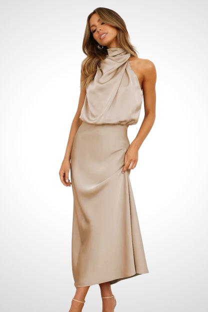 Satin elegance halter dress