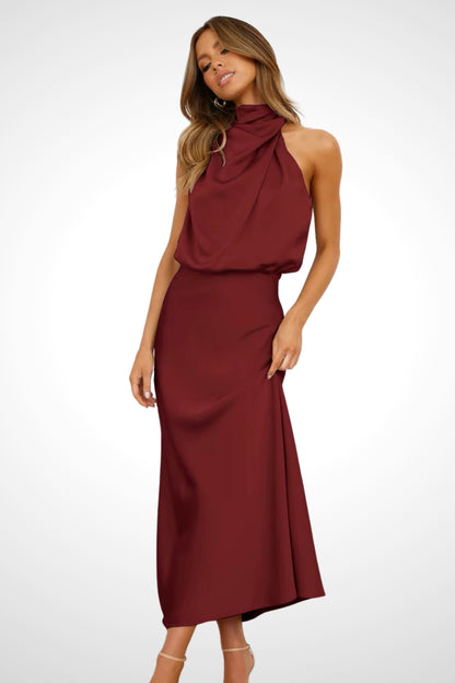 Satin elegance halter dress